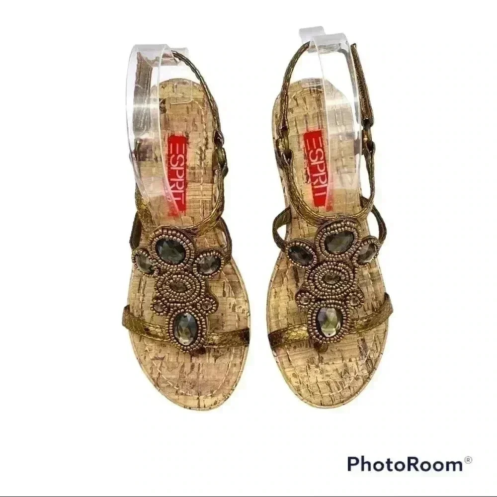 Esprit Bronze, Jeweled, Wedge Sandals - Picture 3 of 10
